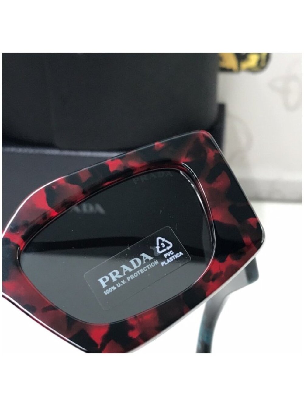 Prada Red Tortoise Shell Sunglasses New - Picture 9 of 15